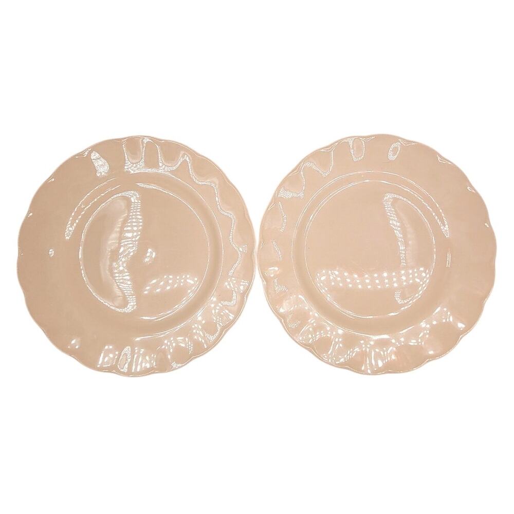 Grindley Peach Petal Pink Dinner Plates 2 Vintage Wavy Rim English China‎ 5-5